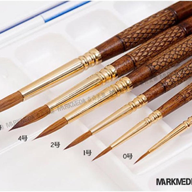 极速进口 笔皇水彩笔Grafilo貂毛雕花长杆圆头古典用W油画笔2420