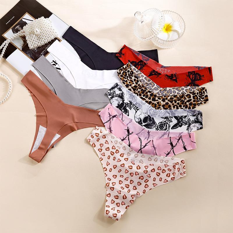 Seamless Thongs for Women Silky Bikini Underwear Panties