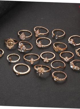 镶钻戒指 retro European American diamond joint ring 19-piece