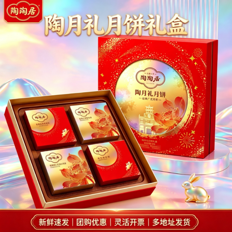 陶陶居广州酒家陶月礼月饼礼盒650g蛋黄莲蓉红豆中秋节送礼团购