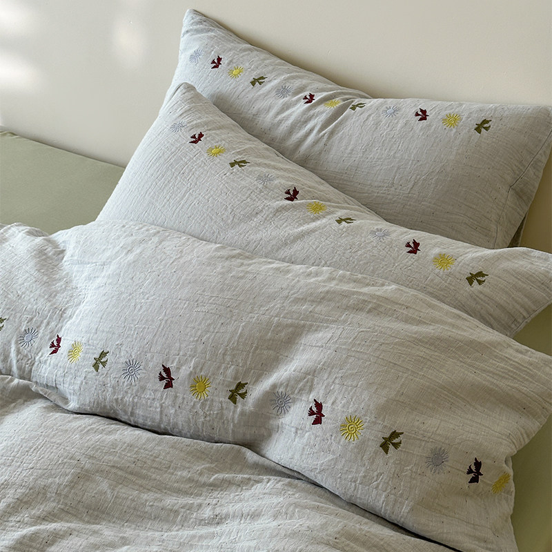 A类色织全棉皱皱纱四件套双层纱柔软纯棉裸睡床品纱布被套床笠,床上用品,床品套件/四件套/多件套,淘宝优惠券,粉丝福利购,淘宝优惠卷