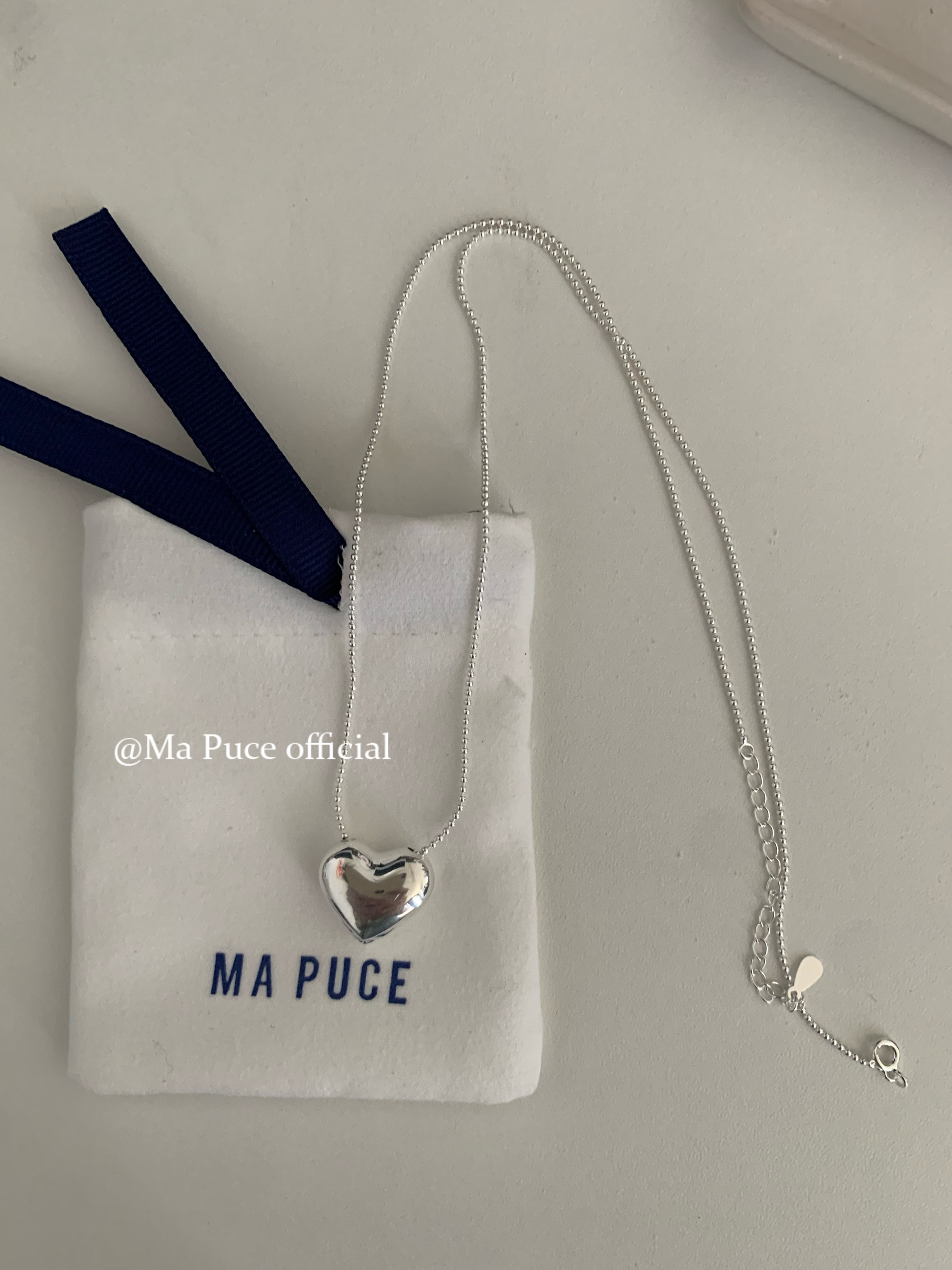 mapuce 韩国简约基础s925银爱心ins博主同款小众时尚感项链毛衣链