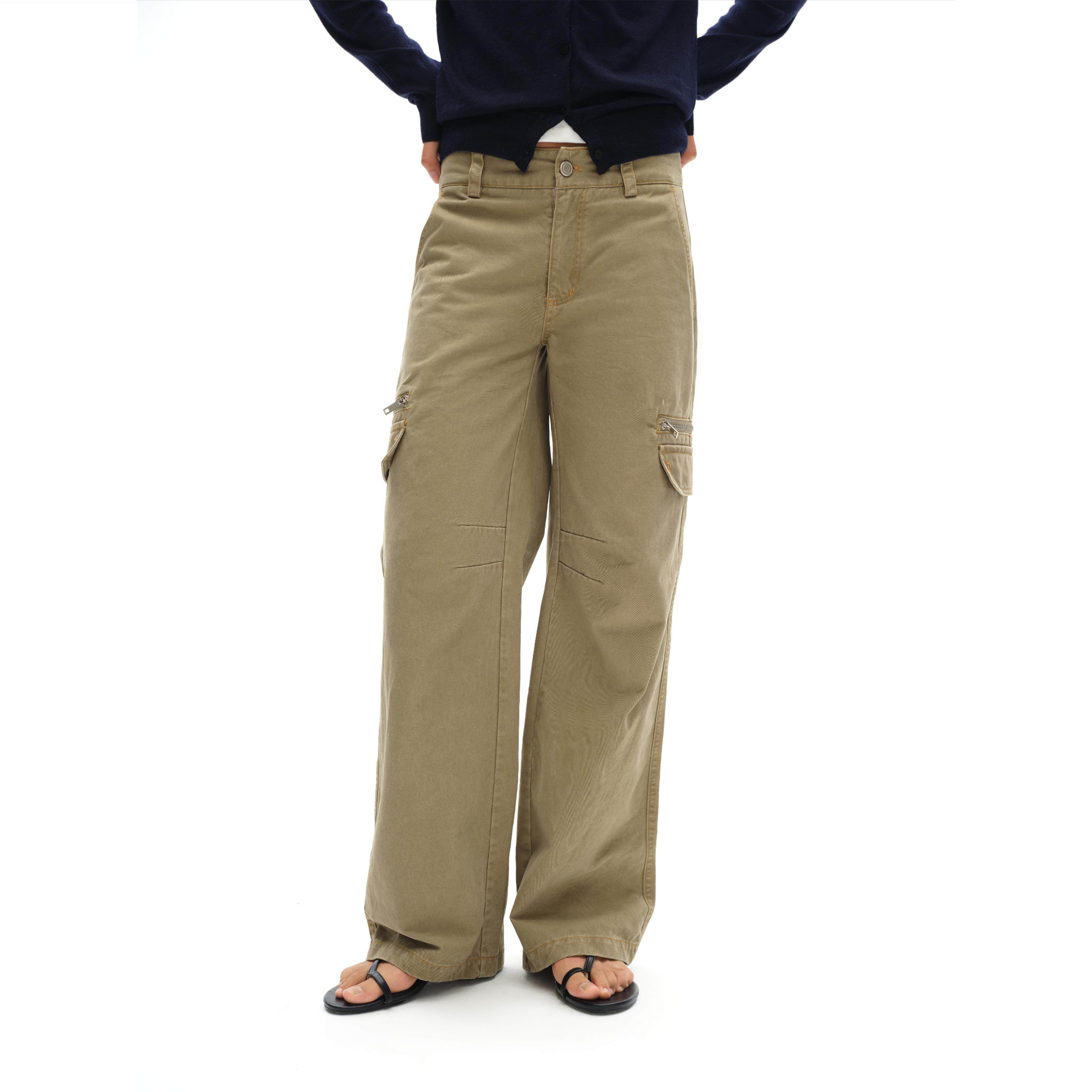 oinimi 卡其复古多口袋工作裤 宽松直筒低腰休闲工装长裤女秋冬,女装/女士精品,休闲裤,淘宝优惠券,粉丝福利购,淘宝优惠卷