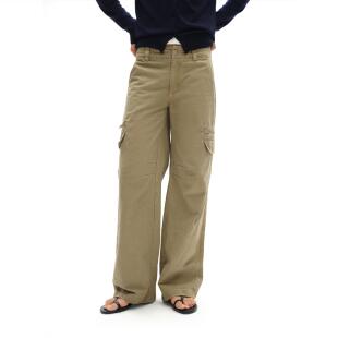 长裤 宽松直筒低腰休闲工装 女秋冬 卡其复古多口袋工作裤 oinimi