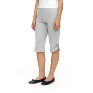 时髦叠穿神器 瑜伽中裤 oinimi 浅花灰荷叶边弹力显瘦叠穿打底裤