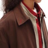 oinimi 多门襟叠穿哈灵顿夹克棉服 栗皮差色可拆毛领加厚懒人外套