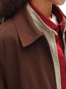 oinimi 多门襟叠穿哈灵顿夹克棉服 栗皮差色可拆毛领加厚懒人外套