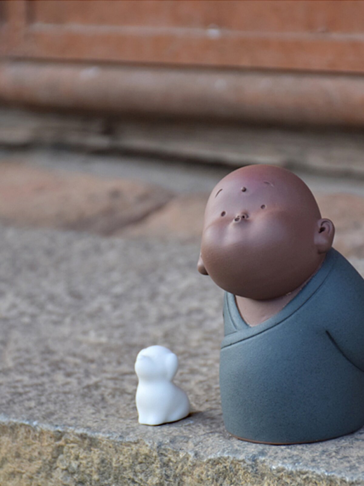 新品创意禅意紫砂g陶瓷萌居装饰品可爱小和尚书弥茶宠摆设沙架丑