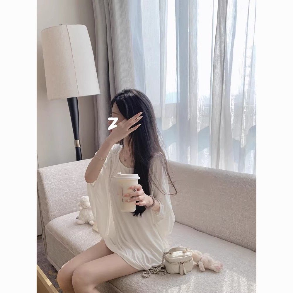 防晒衣服女夏季新款白色罩衫宽松防紫外线冰丝薄款长袖t恤ins上衣