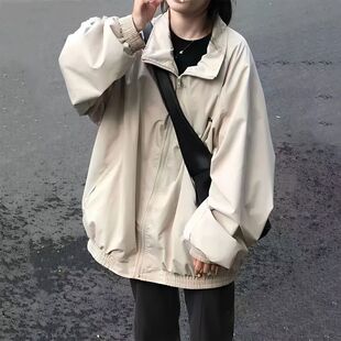 春秋款外套女学生日系原宿风复古翻领工装宽松户外穿休闲夹克潮