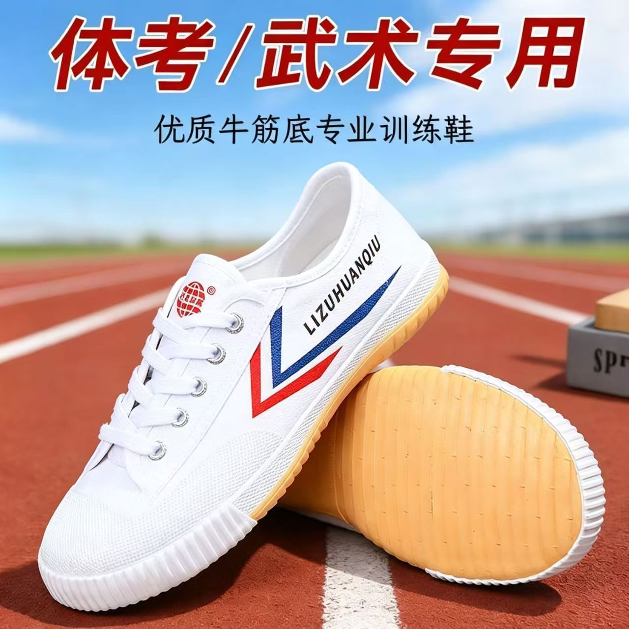 体考鞋春秋新款帆布鞋系带太极橡胶底跑步鞋防滑田径鞋学生训练鞋