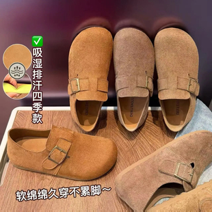 勃肯女鞋内增高复古勃肯鞋春秋季新款一脚蹬懒人鞋厚底休闲女鞋