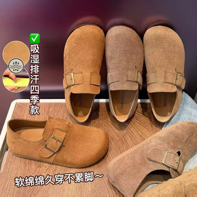 勃肯女鞋内增高复古勃肯鞋春秋季新款一脚蹬懒人鞋厚底休闲女鞋