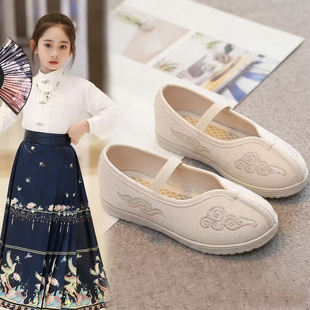 儿童古风绣花鞋汉服表演鞋唐装环保布鞋软底中国风刺绣古装民族风