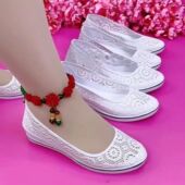 女黑色软底舒适工作鞋 镂空透气不臭脚平坡跟老北京布鞋 夏季 护士鞋