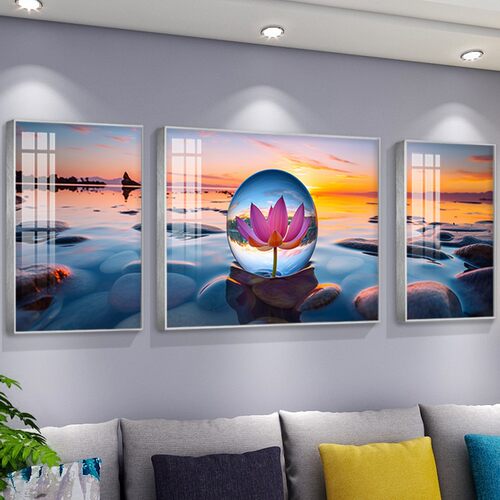 静谧海景客厅沙发背景墙装饰壁画