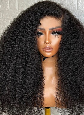10grade 13*4 frontal Kinky curly Wig Human hair  350%density