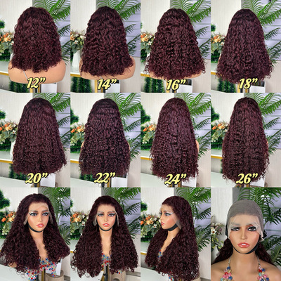 13*4sdd water wave wig Human Hair Wig小卷中长发真人假发头套