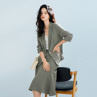 上衣裙子休闲欧美严选款 新款 西服套裙气质通勤显瘦排扣职业小西装
