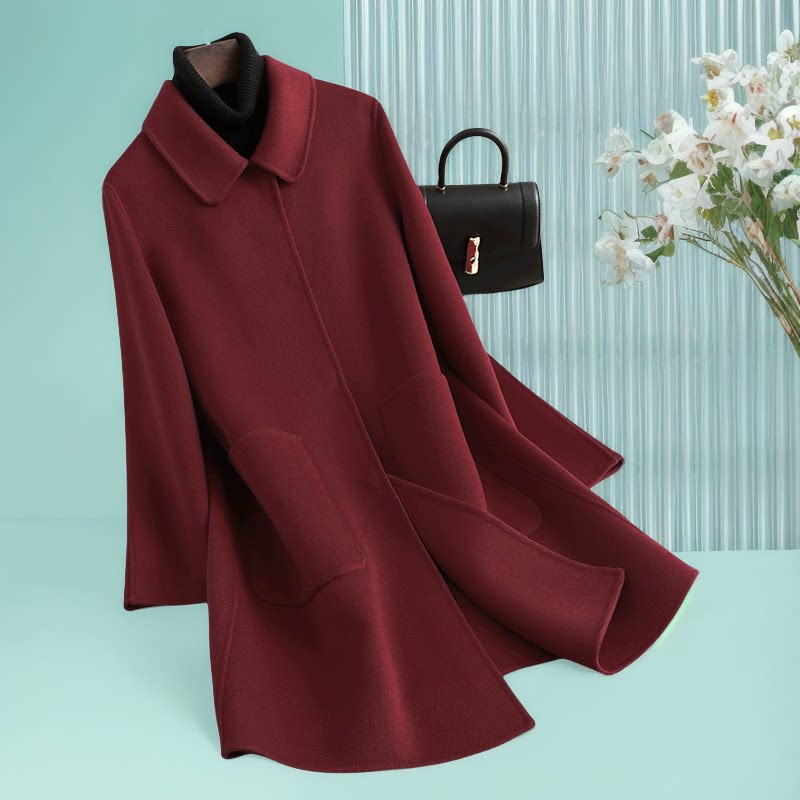 24秋冬新款高端大码妈妈装中长款双面羊毛大衣女中老年宽松呢外套