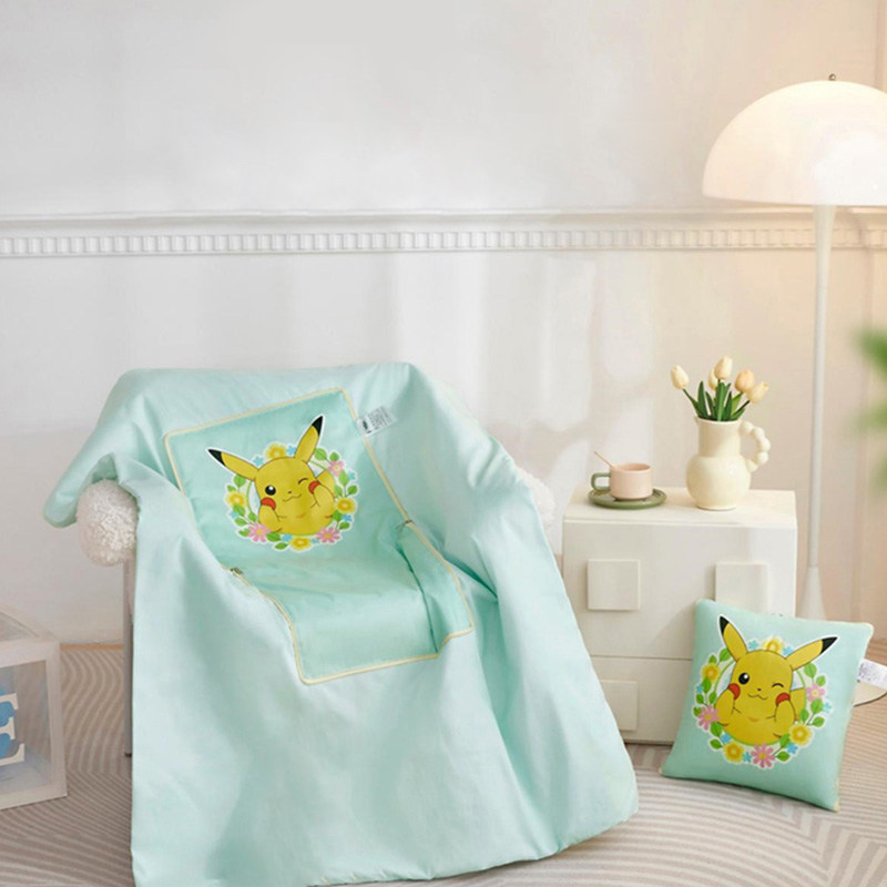 宝可梦皮卡丘卡通抱枕周边玩偶抱枕被子二合一靠垫车载办公室靠枕