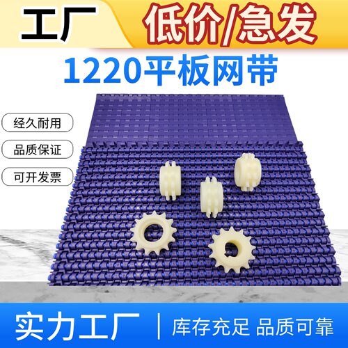 M1220平板型网带蓝/白色节距12.7材质POM/PP食品级网链传送流水线