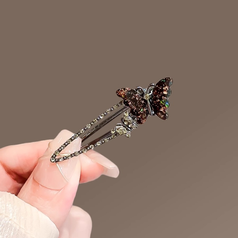 黑彩琉璃蝴蝶发夹小众侧边夹