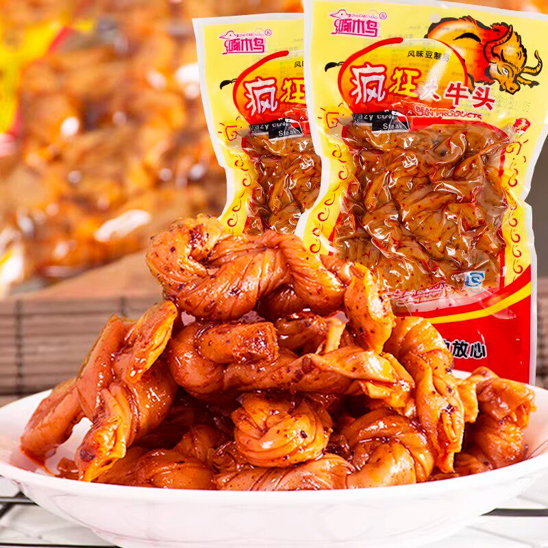 疯狂牛头风味豆制品素肉辣条豆筋结咸辣味牛筋小吃麻辣儿时零食