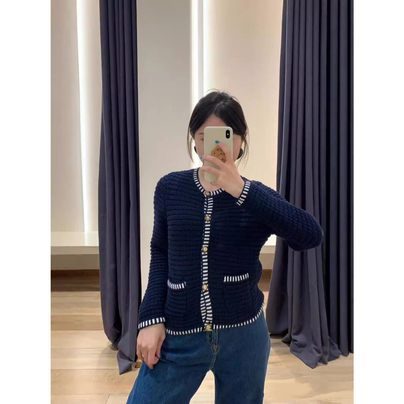小香风外套女上衣秋冬新款立体菠萝纹浮雕棒针小香风针织开衫外套
