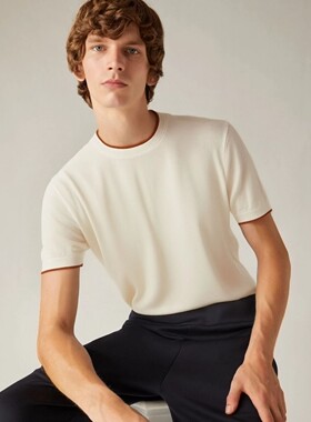 意式老钱风男装26春夏天丝混纺短袖针织衫圆领T恤商务休闲百搭