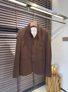 本羊毛混纺中山领休闲西服 25秋冬高版 老钱风男装 欧美轻奢男装