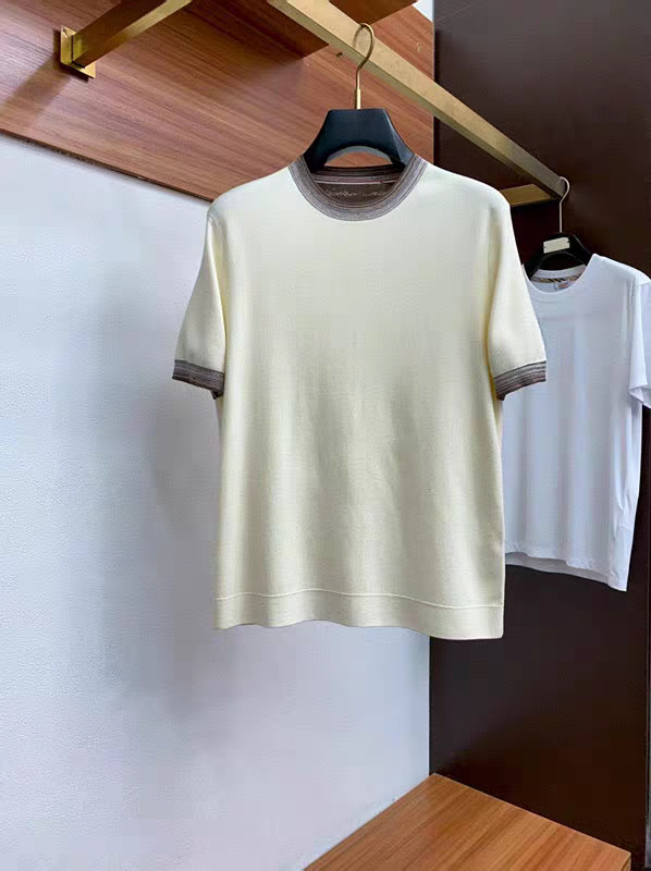 LP old Qian style Italian European and American light luxury men's clothing high-end 25 spring and summer round neck short sleeve simple sweater knitted sweater