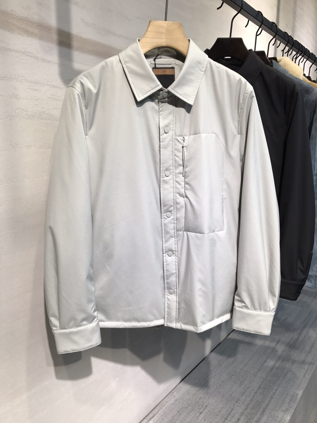 欧洲-Z亚2025秋冬新款时尚口袋商务休闲薄棉翻领外套男士棉服夹克