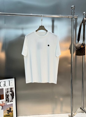 意式老钱风男装夏季铁牌圆领透气百搭丝光棉短袖男士休闲T恤衫