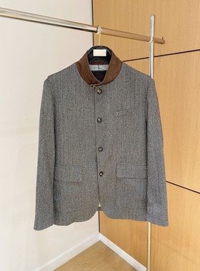 意式老钱风男装26春季复古混纺雨露亚麻夹克外套奢华休闲百搭上衣