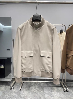 意式老钱风高端男装25秋冬丝棉立领拉链开衫商务男士休闲夹克外套