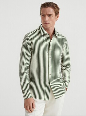 意式老钱风轻奢男装26春夏条纹长袖衬衣优雅奢华商务休闲百搭衬衫