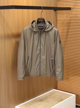 意式老钱风男装26春季新款防风防水商务简约连帽休闲夹克外套男装
