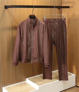 套装 男2026春夏立领夹克外套男百搭休闲裤 男 ZZ老钱风亚麻套装 意式