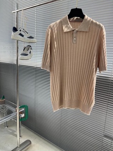 男 意式 BC夏季 欧美轻奢男装 老钱风竖纹坑条精致包边针织POLO衫