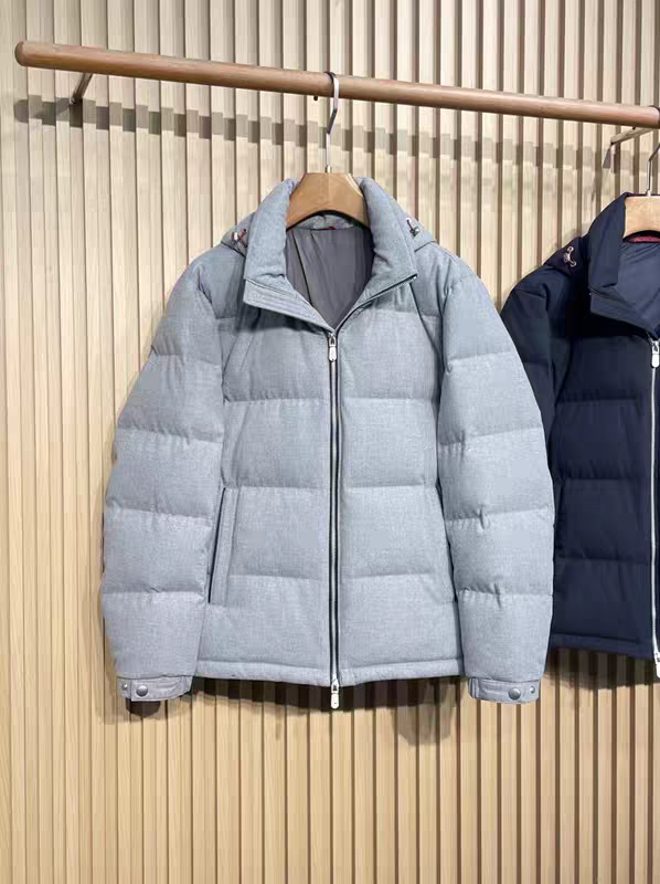 意式老钱风轻奢男装秋冬可拆连帽立领羊毛纤维简约防寒保暖羽绒服