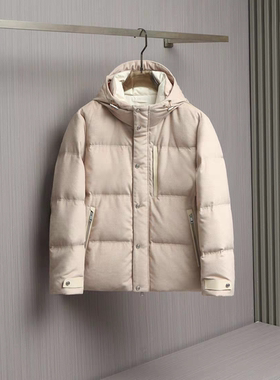 意式ZZ欧美轻奢男装25秋冬羊毛混羊绒90白鸭绒连帽防寒保暖羽绒服