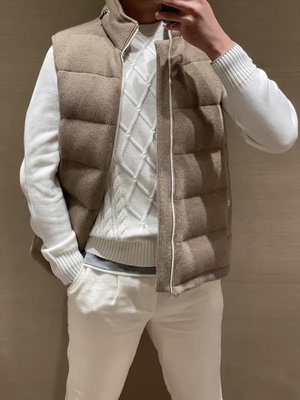 BC版 25300 冬季男士老钱风羊绒羽绒马甲加厚羊毛90白鹅绒羽绒服