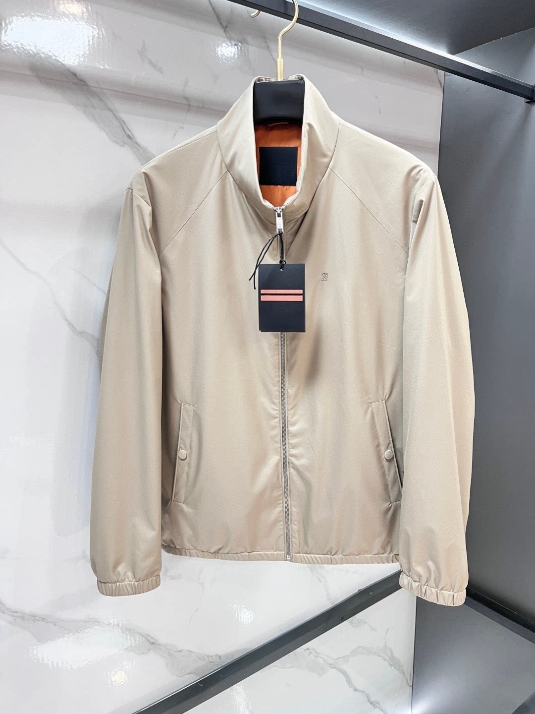 意式ZZ老钱风男装2026春季字母刺绣商务防风立领外套男士通勤夹克