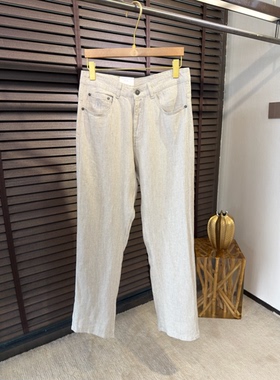 意式老钱风男装26早春新款时尚透气纯色亚麻长裤男士直筒休闲裤