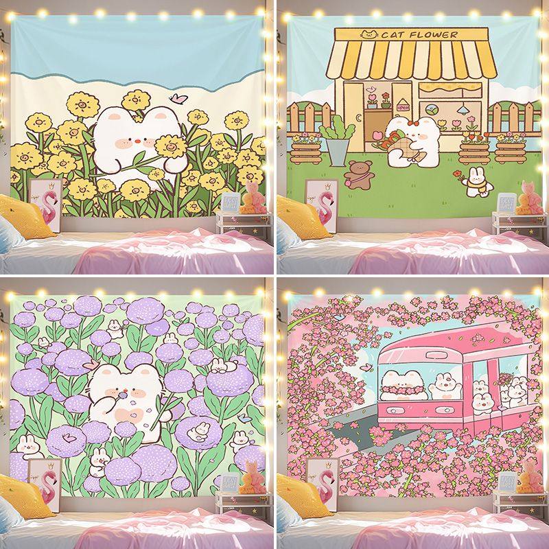 小红书治愈可爱卡通墙布挂布背景布少女心宿舍房间卧室挂毯装饰,居家布艺,挂毯/壁毯,淘宝优惠券,粉丝福利购,淘宝优惠卷