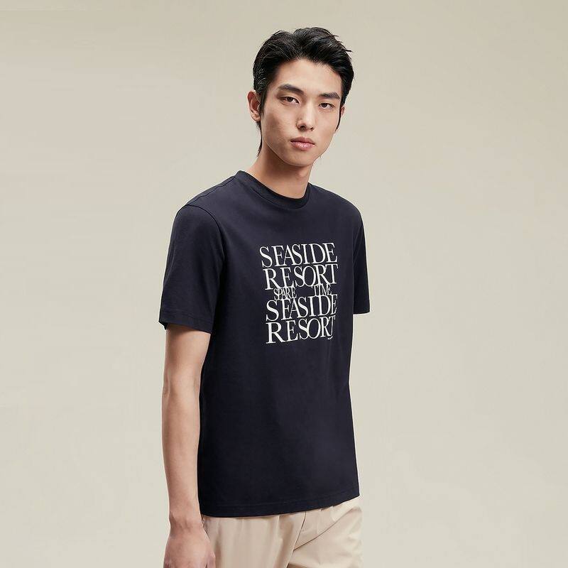 男生正肩短袖夏季潮牌印花高级感痞帅宽松大码男装t恤欧美风圆领