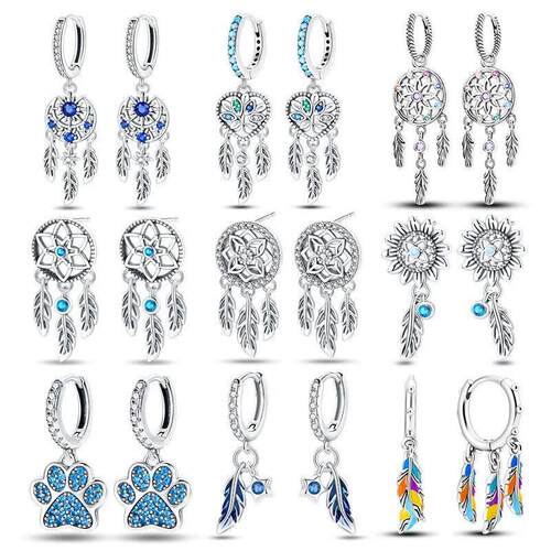 Real 925 Sterling Silver Dream Catcher Earrings For Women Ex