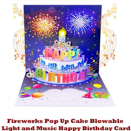 Happy Birthday Card Gifts Pop Up Fireworks Greeting Cards