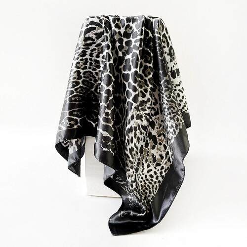 Leopard print silk scarf women headscarf 90cm shawl 女头巾